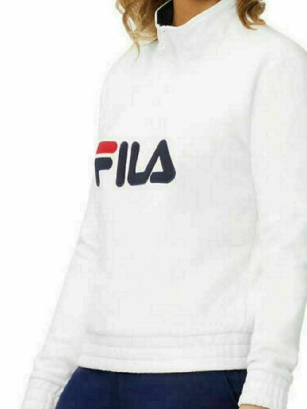 Fila women’s 1/4 zip pullover sweatshirt fleece warm cozy soft white size s - Picture 2 of 7